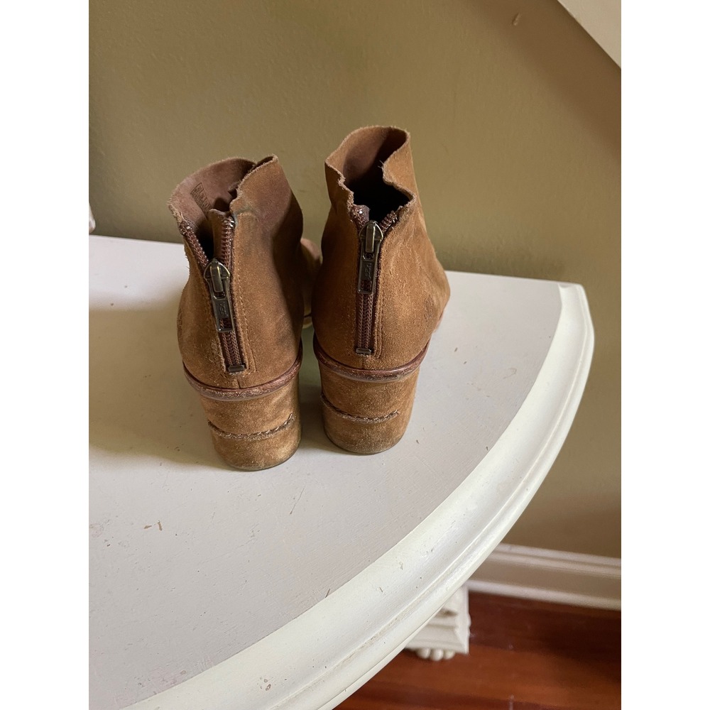 UGG Ginger Brown Suede Peep Toe Ankle Booties Block Heel Size 10 - Picture 3 of 8